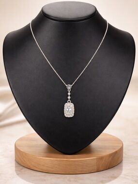 Monet Silver-Tone Crystal Drop Pendant Necklace